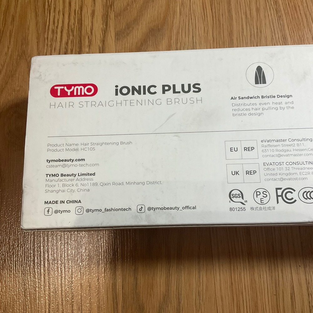 TYMO iONIC PLUS Hair Straightening Brush HC105 Black Ionic Ceramic 16 Heat Level - Picture 2 of 7